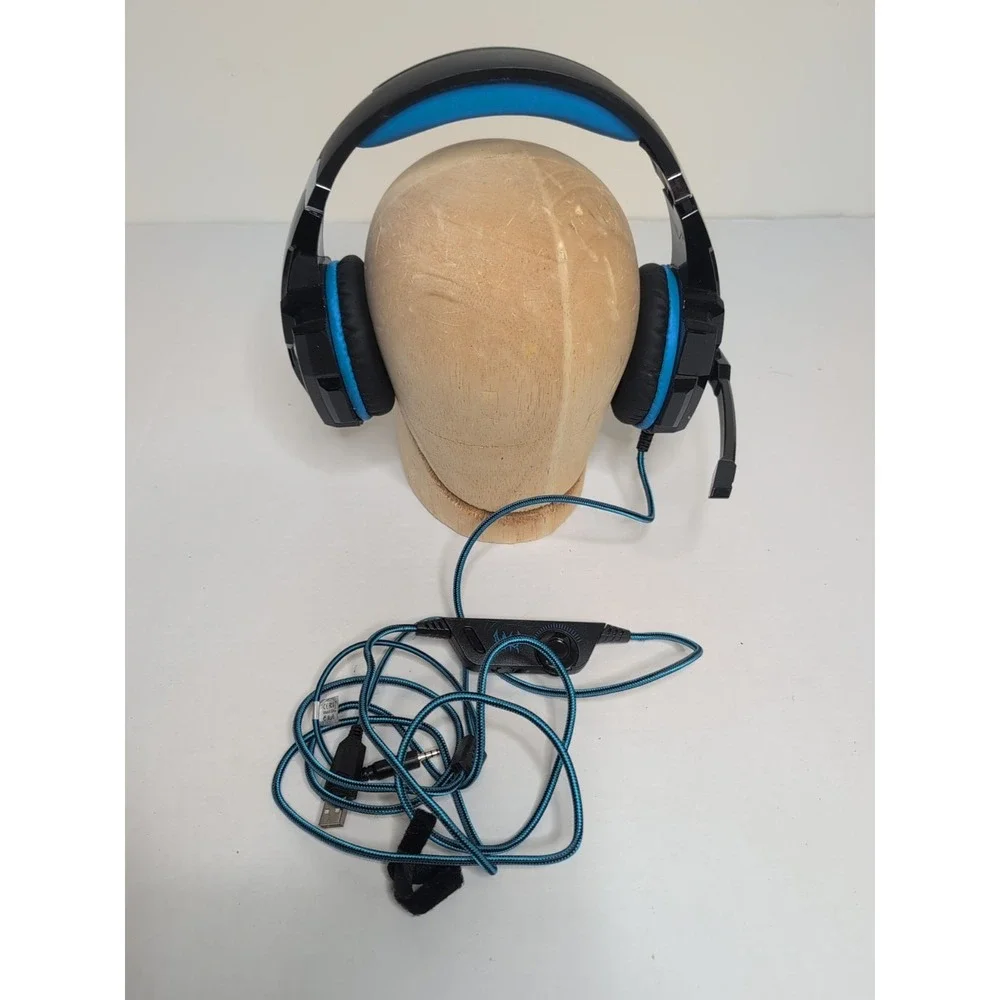 G9000 Over Ear Gaming Headphones with Mic and LED (Black/Blue) Compatible T16-D